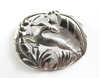1960s/70s Heavy Sterling The Archer Modernist Sagitarious Brooch