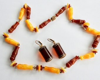 Lucite Necklace and Drop Earrings