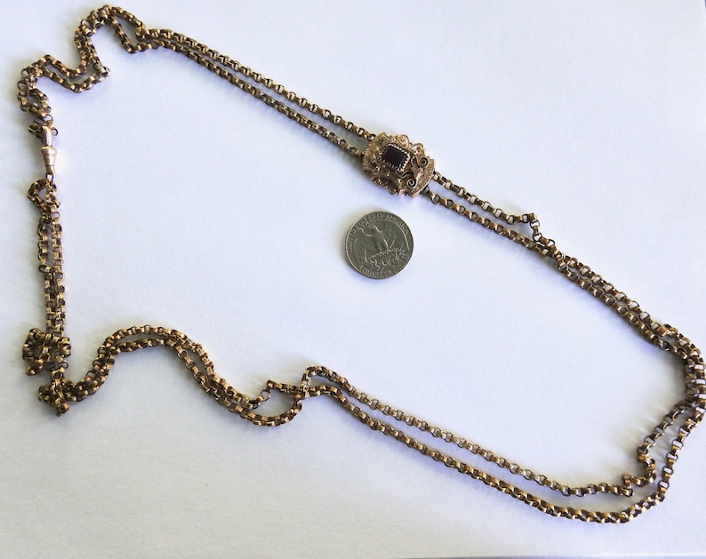 Victorian Gold Filled Garnet Slide Necklace