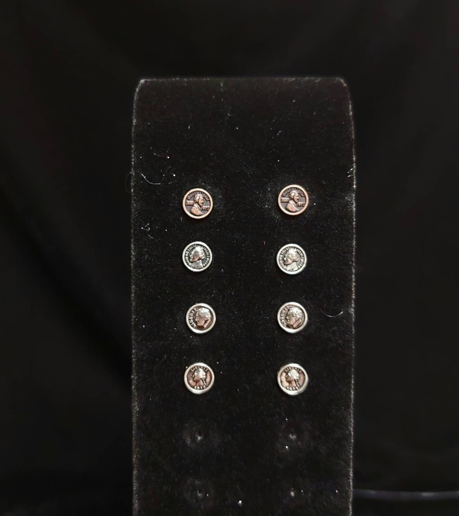 Tiny Coin Studs - Penny, Nickel, Dime and Quarter - Currency Earrings