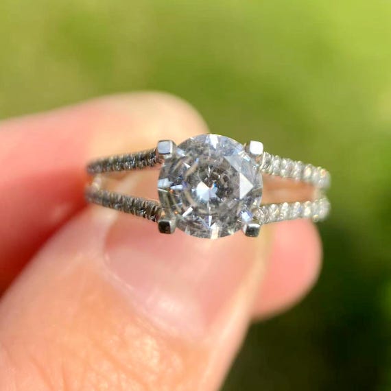14K White Gold Diamond Semi Mount Ring: Round Engagement Wedding