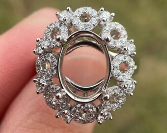 9x11mm Oval Center Stone Ring Setting, Engagement ring, Diamond Ring, 14K/18K/Platinum Gold Ring