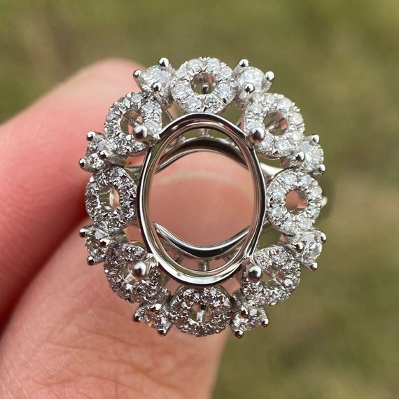 9x11mm Oval Center Stone Ring Setting Engagement Ring Diamond Ring 14k 18k platinum Gold Ring Etsy