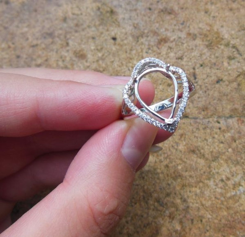 Pear Shape 10x13MM 14K White Gold Semi Mount Ring Diamond Ring
