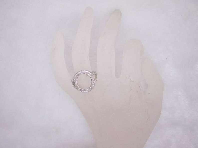 Free Shipping 14K White Gold Oval 12x14MM Fashion Semi Mount Ring / Diamond Ring image 4
