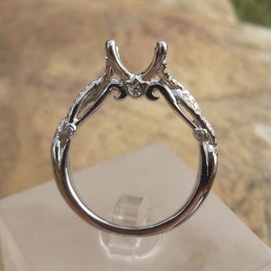 Princess Cut 6mm Diamond Engagement Ring in 14k White Gold, Semi Mount Ring image 3