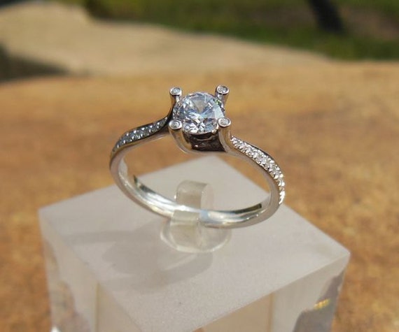 14K White Gold Lab Grown Diamond Engagement Ring (0.5 Carat)