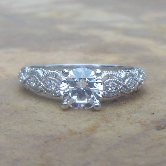 14K White Gold Diamond Semi Mount Engagement Ring (6.5MM)