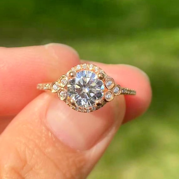 14k White Gold Diamond Engagement Ring Semi Mount: 6.25MM Round Cut