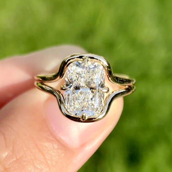 2 Carat Cushion Cut Lab Diamond Solitaire Engagement Ring, 14K White Gold