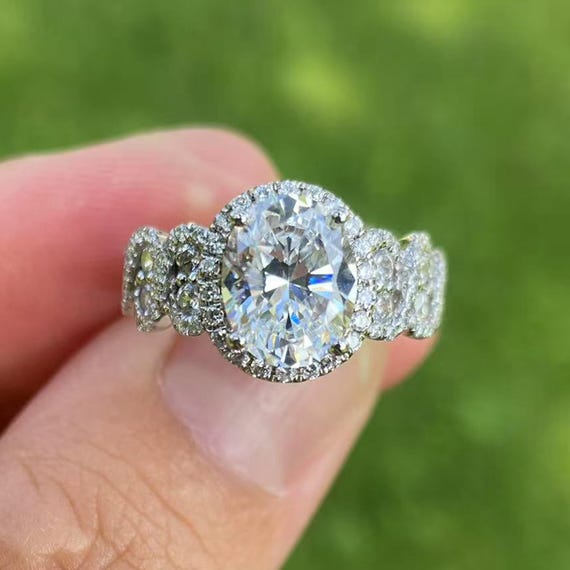 1.5 Carat Oval Lab Grown Diamond Engagement Ring: 14K White Gold