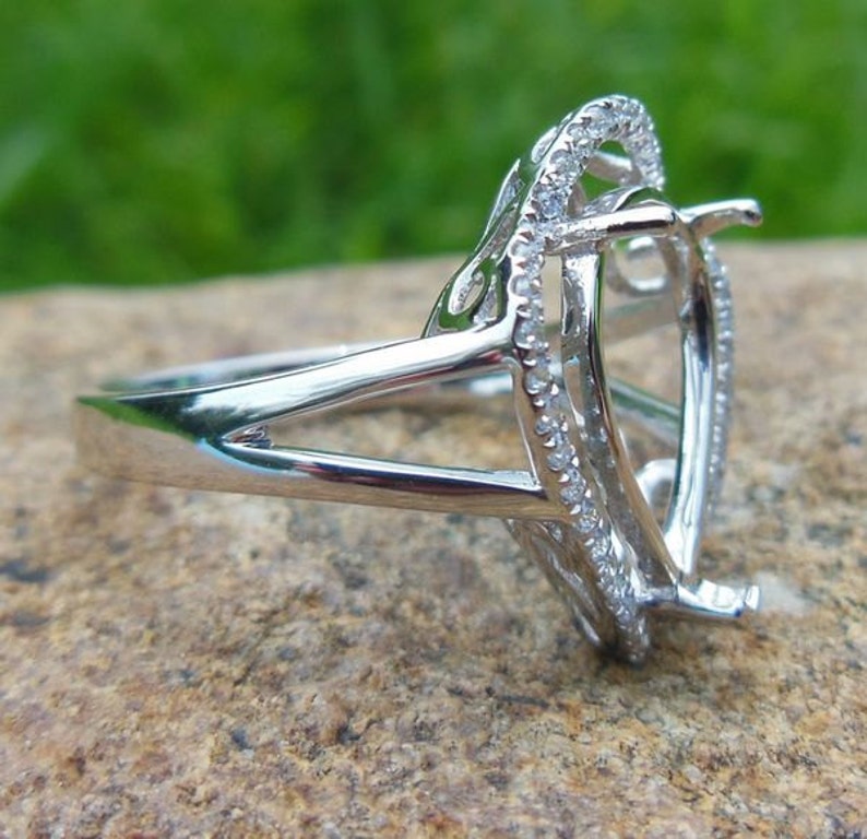 Pear Shape 10x13MM 14K White Gold Semi Mount Ring Diamond Ring