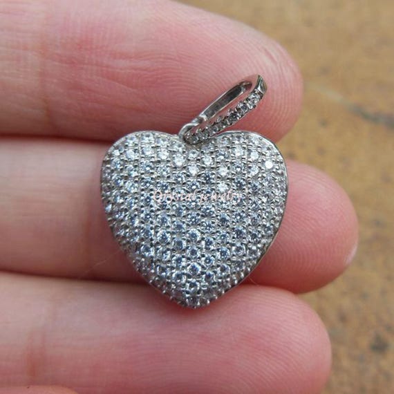 Solid 14K White Gold Heart 16x16MM Shape Pendant / Fashion Pendant