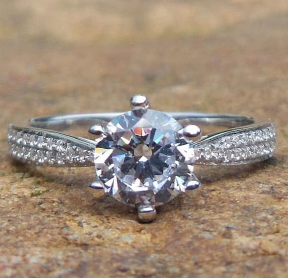 Solid 14K White Gold  Fashion Engagement & Wedding Semi Mount Ring / Diamond Ring