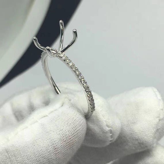 14K Yellow Gold Ring Setting with Pave Lab Diamonds (Approx 0.15 ctw)