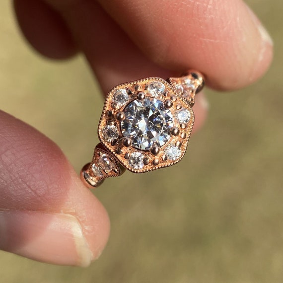 Diamond Engagement Ring: 14K Rose Gold Semi Mount Setting