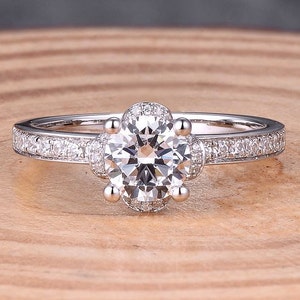 6 MM Rund Solid 14K Weißgold Semi Mount Ring / Verlobungsring / Diamantring
