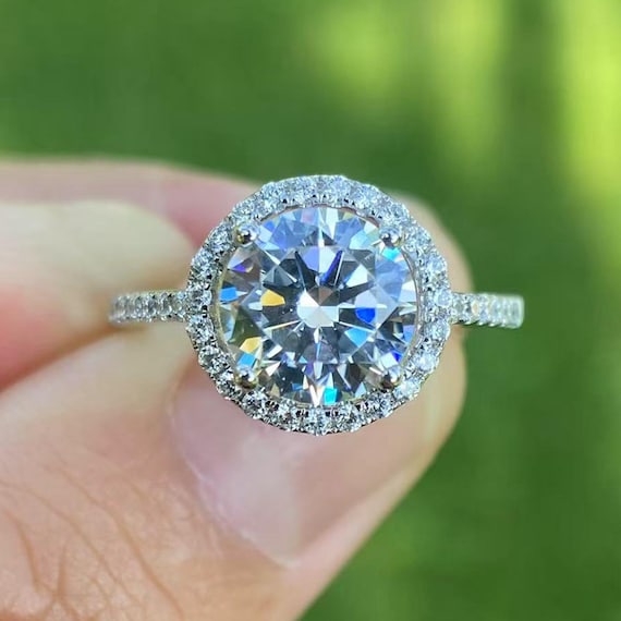 Engagement Ring / Solid 14K White Gold Round 8MM Semi Mount Ring