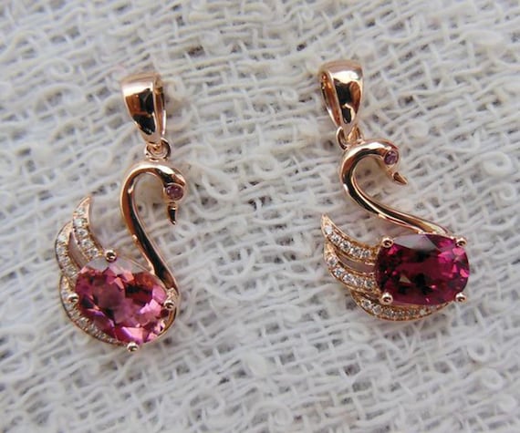 Tourmaline Swan Pendant: 14K White Gold Diamond Accent