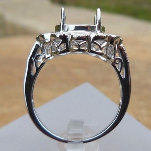 Free Shipping 14K White Gold Oval 9X11MM Fashion Semi Mount Ring / Semi Mount Ring image 4