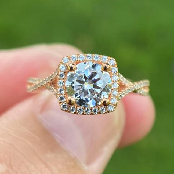14K Rose Gold Diamond Semi Mount Ring - 6MM Round Engagement Setting