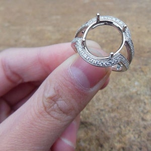 Free Shipping 14K White Gold Oval 12x14MM Fashion Semi Mount Ring / Diamond Ring image 5