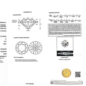 2.1 Carat Round Brilliant Cut Lab Diamond / G Color VS2 Lab Grown Diamond / Certified Round Diamond For Engagement Ring image 2