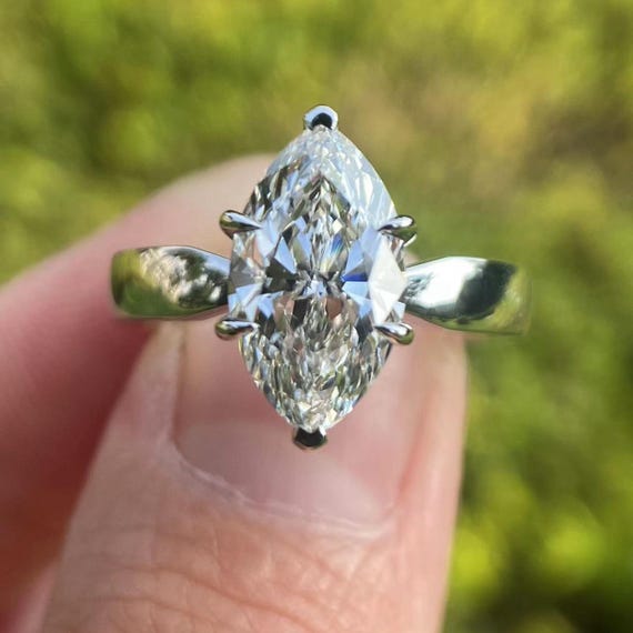 2 Carat Marquise Lab Grown Diamond Engagement Ring, 14K White Gold