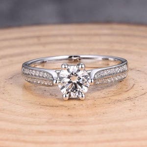 Item162- Rund 5.5mm Semi Mount Ring / Verlobungsring / 14K Weißgold Ring / Diamant Ring / 6 Krappen Ring