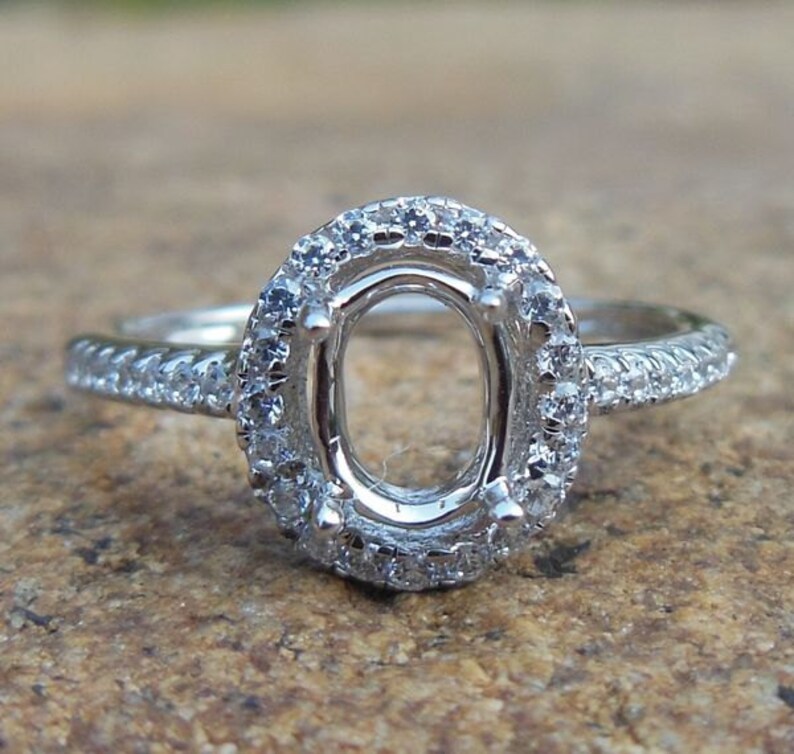 Item036solid 14K White Gold Oval 5X7 Semi Mount Ring for Etsy