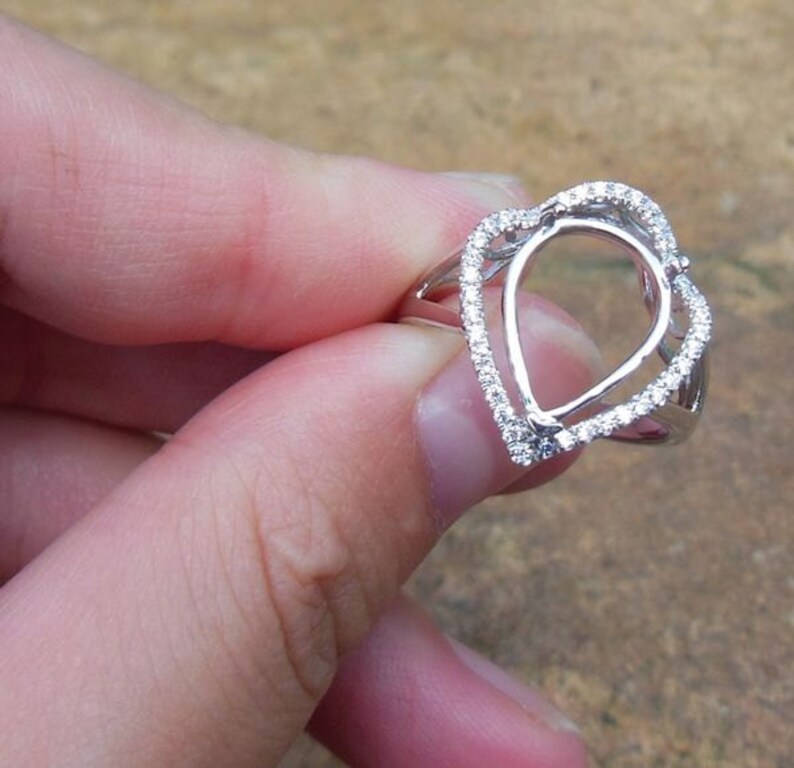 Pear Shape 10x13MM 14K White Gold Semi Mount Ring Diamond Ring