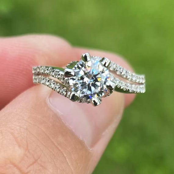 14K White Gold Diamond Semi Mount Ring - 6mm Round Engagement Setting