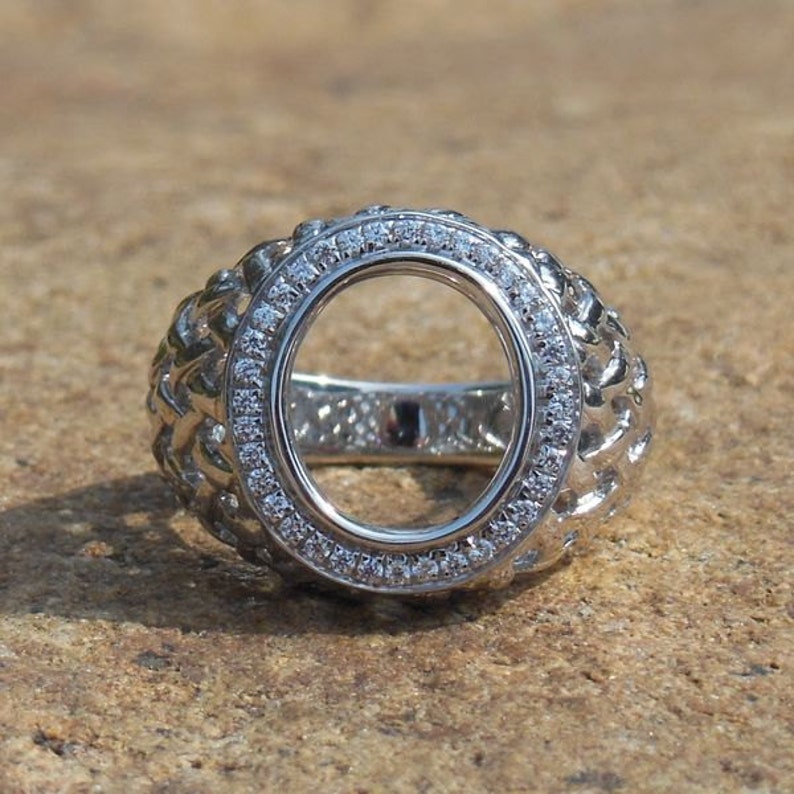 Men's Ring14K White Gold Oval Shape 10x12MM Semi Mount Etsy