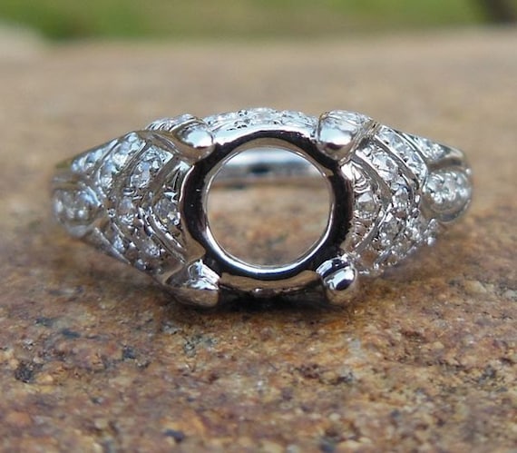 14K White Gold Diamond Semi Mount Ring - 6MM Round