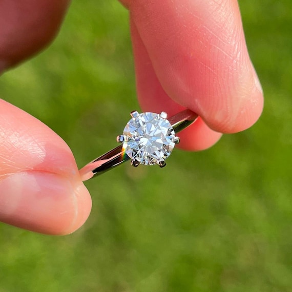 1 Carat Lab Grown Diamond Solitaire Engagement Ring: 14K White Gold