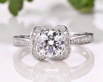 Solid 14K White Gold 6.5MM Round Ring / Engagement  Ring / Semi Mount Ring