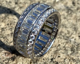 Lab Grown Diamond Men Ring,, Men’s Band, 14K White Gold Band with Lab Grown Diamonds, 10K/14K/18K/Platinum, Gift for Him