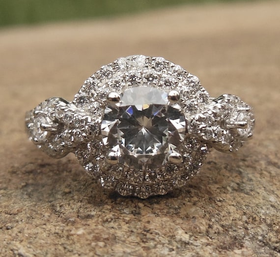 6mm Round Center Stone in 14K White Gold Ring /Diamond | Etsy