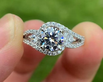 14K Weißgold Diamant Semi Mount Verlobungsring