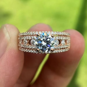 14K White Gold Diamond Engagement Ring Setting - 6.5mm Round Center