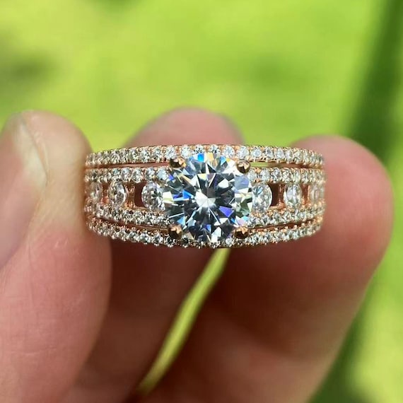 14K White Gold Diamond Engagement Ring Setting - 6.5mm Round Center