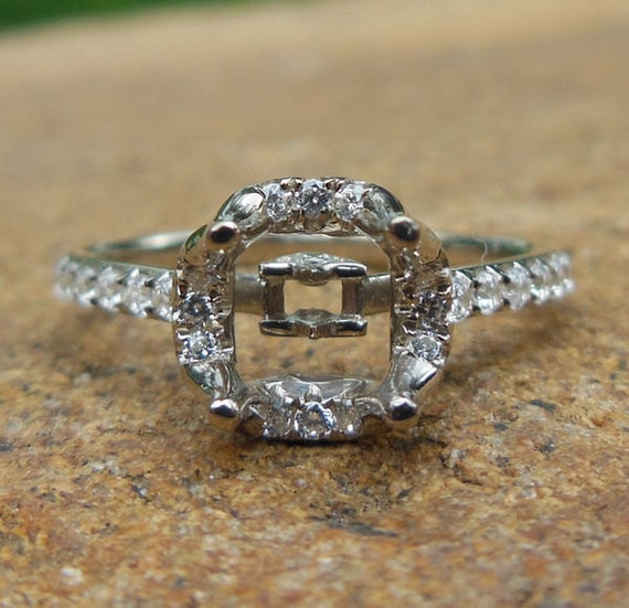 Solid 14K White Gold 6MM Round Fashion Engagement&Wedding Semi Mount Ring/Diamond Ring