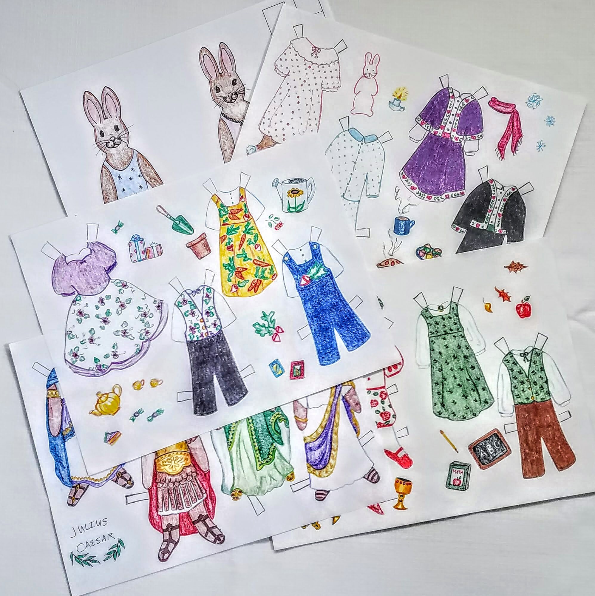 Rabbit Paperdolls Bunny Paper Doll Bunnyrabbit Paperdoll High | Etsy