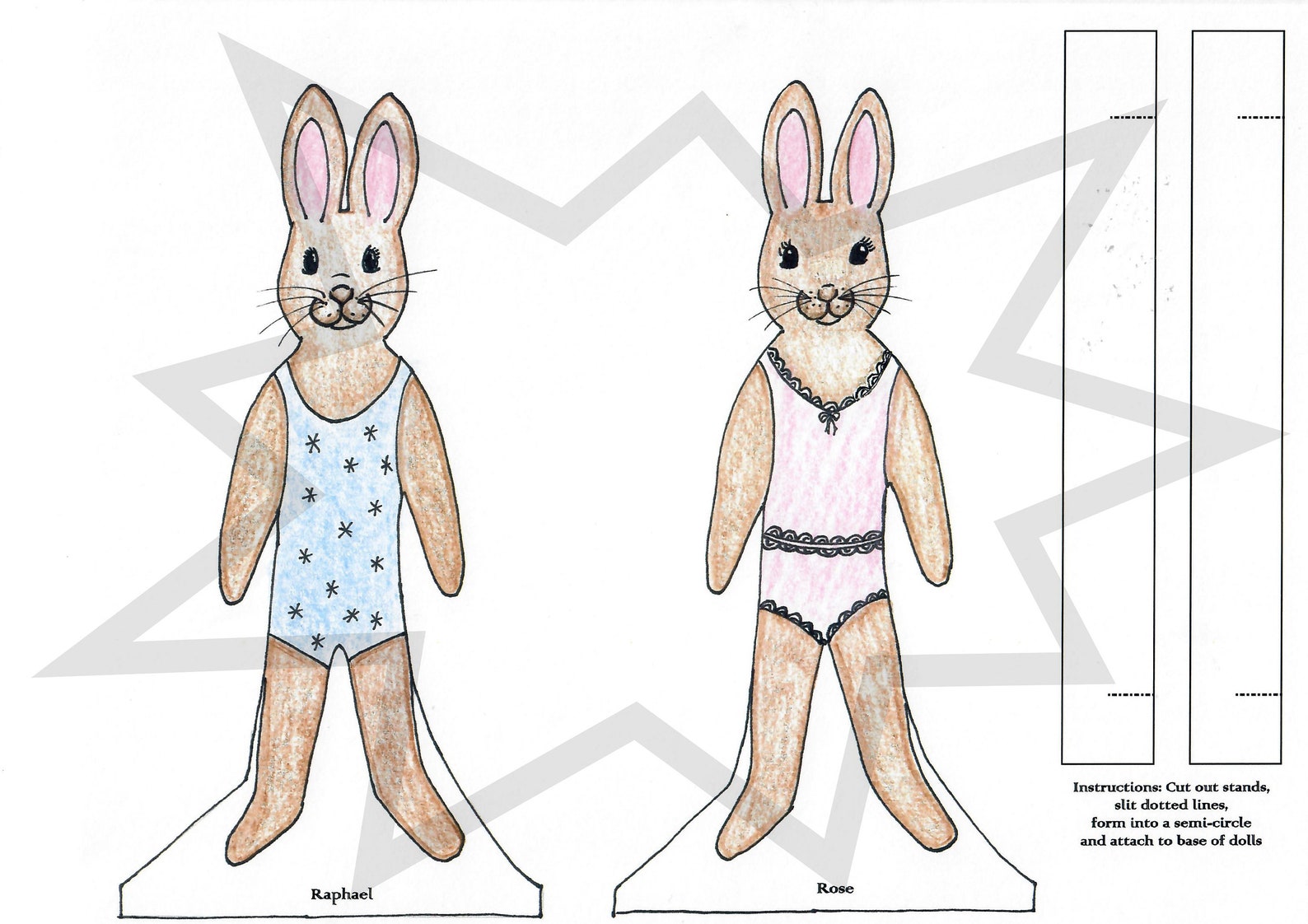 Rabbit Paperdolls Bunny Paper Doll Bunnyrabbit Paperdoll High - Etsy