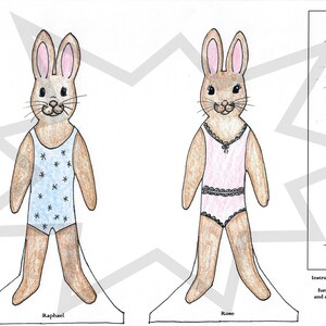 Rabbit Paperdolls Bunny Paper Doll Bunnyrabbit Paperdoll High - Etsy