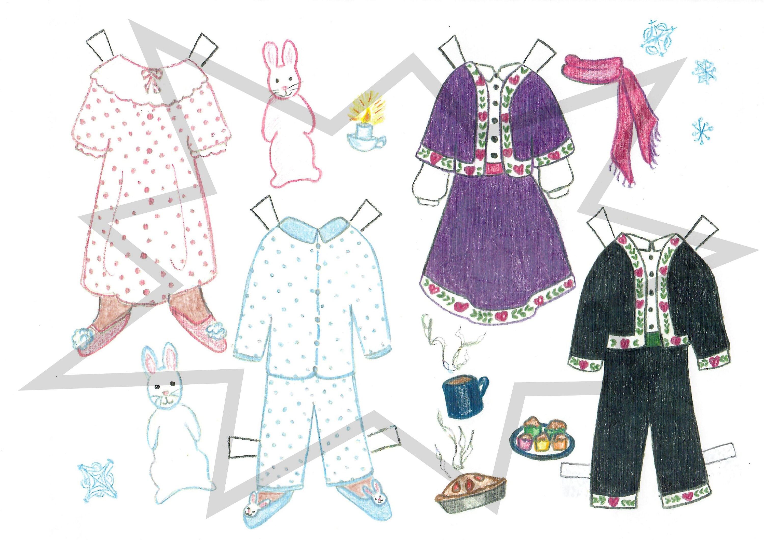 Rabbit Paperdolls Bunny Paper Doll Bunnyrabbit Paperdoll High | Etsy