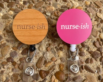 Nurseish Wooden Badge Holder/Badge Reel