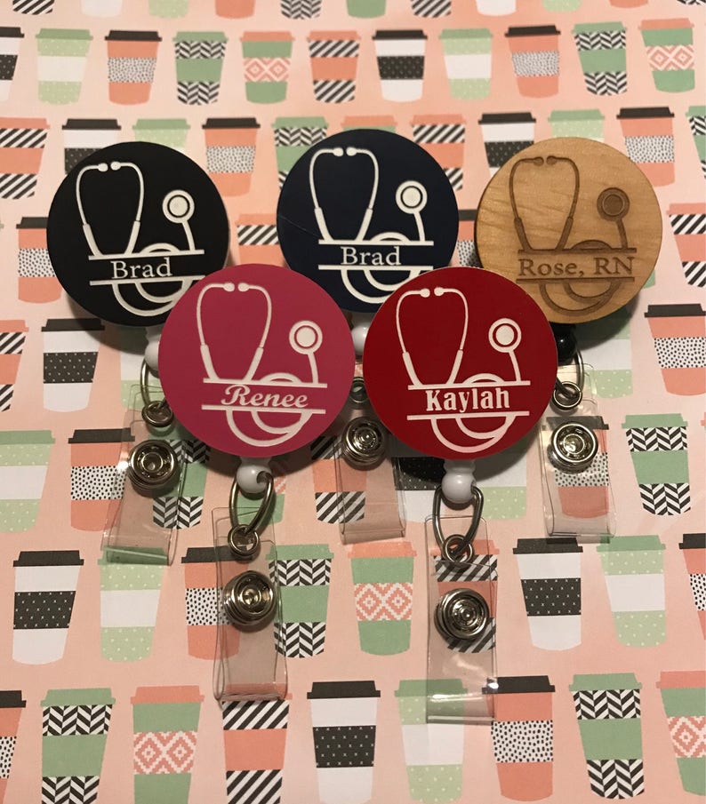 Stethoscope w/ Customizable Name Badge Holder Etsy