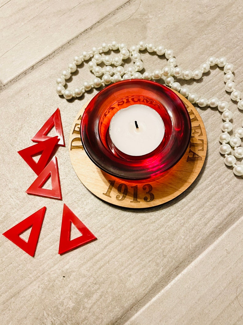 Delta Sigma Theta Wooden Candle Holder Etsy