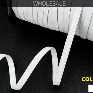 1/5 inch (5mm) White Flat Elastic | 1/5 High Strength| Skinny Flat Elastic Cord| Knitted elastic for swimsuits, leggings, bedding| Wholesale